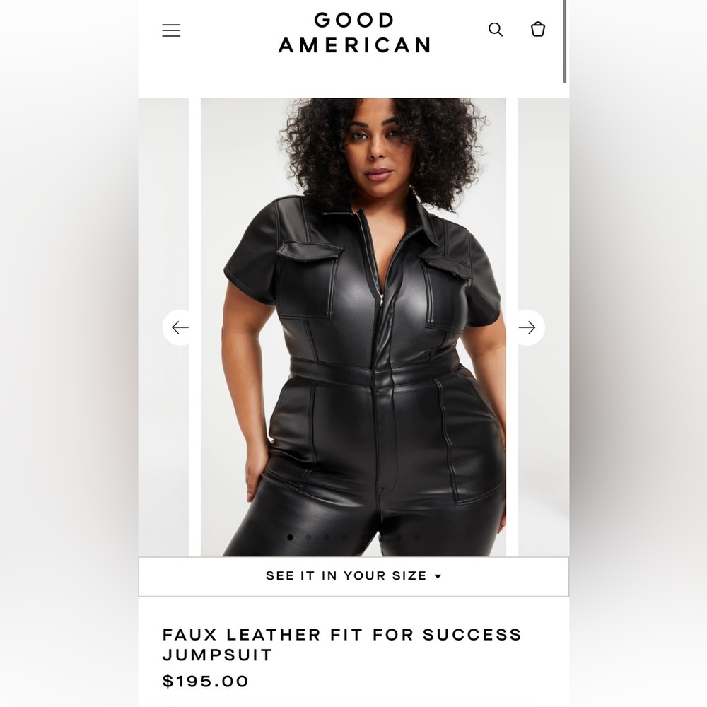 Good American- FAUX LEATHER FIT FOR SUCCESS JUMPSUIT